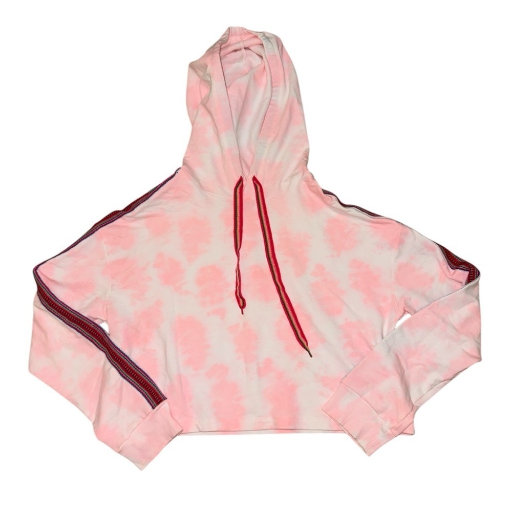 Pitusa revolve pink white tie dye cropped hoodie women’s size small